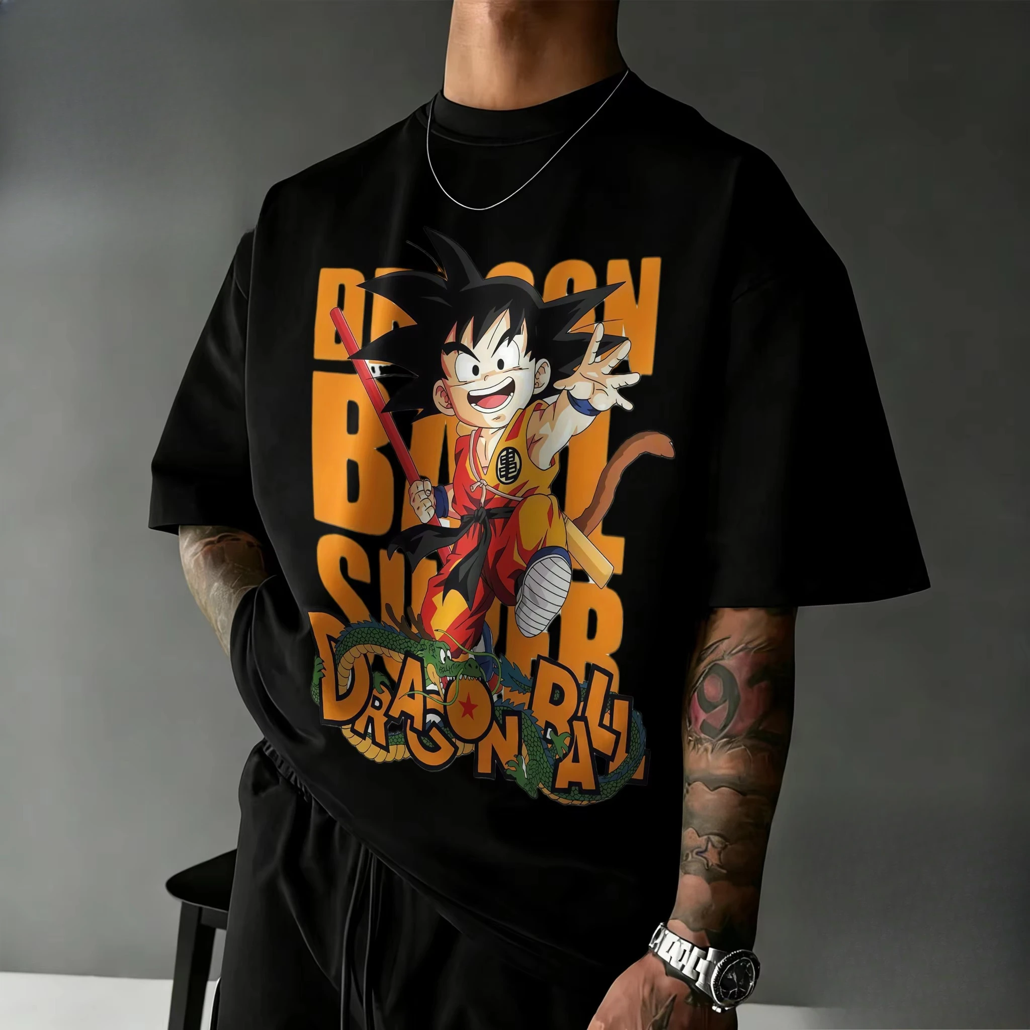 

Новинка 2026: Футболка унисекс оверсайз из хлопка с принтом Dragon Ball, винтажная, с изображением Гоку, для фанатов DBZ, повседневная, в стиле аниме, Y2K