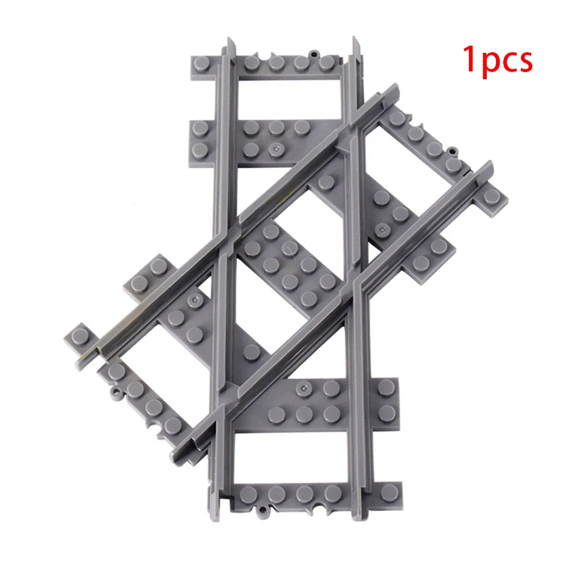 MOC Stadt Zug Schiene Kreuzung Flexible Gleise Gabelte Gerade Gebogene Schienen Schalter Baustein Ziegel Kreative DIY Spielzeug – Detail 5