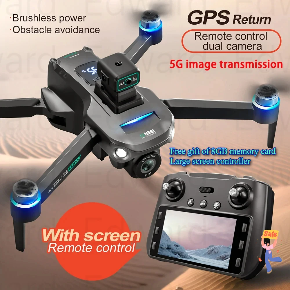 

2024 New 159S Drone Screen Send Memory Card 5G Image Transfer GPS 8K HD Camera Obstacle Avoidance Brushless Aerial FPV Dron 5KM