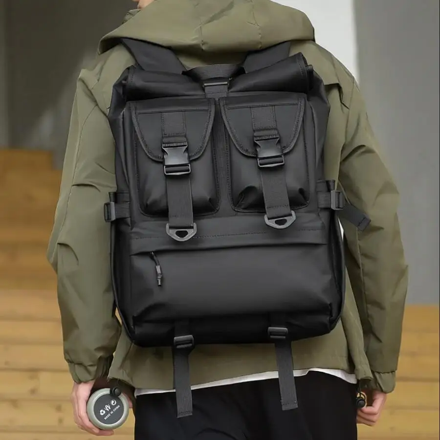 

Модная сумка через плечо для путешествий и отдыха, водонепроницаемая мембранная сумка с закатанным рюкзаком, мужская расширяемая школьная сумка для школьников