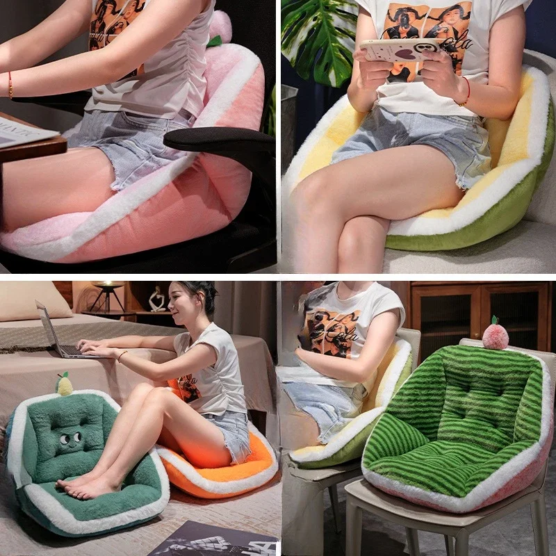 Winter Plush Thickened Fruit Watermelon Durian Lovely Wind Warm Seat Thickened Cushion Cushion Fully Covered Chair Cushion