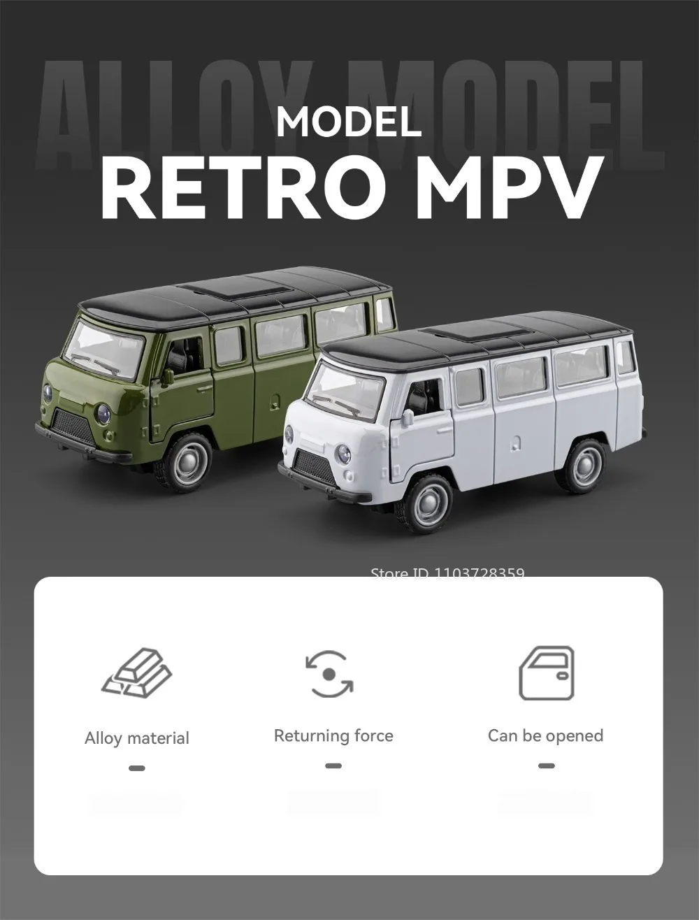 1:36 Modellauto UAZ Traveler Miniaturfahrzeuge aus Legierung mit Rückziehfunktion, Öffnenden Türen und Simuliertem Interieur, Lehrreiche Fahrzeugmodelle – Detail 2