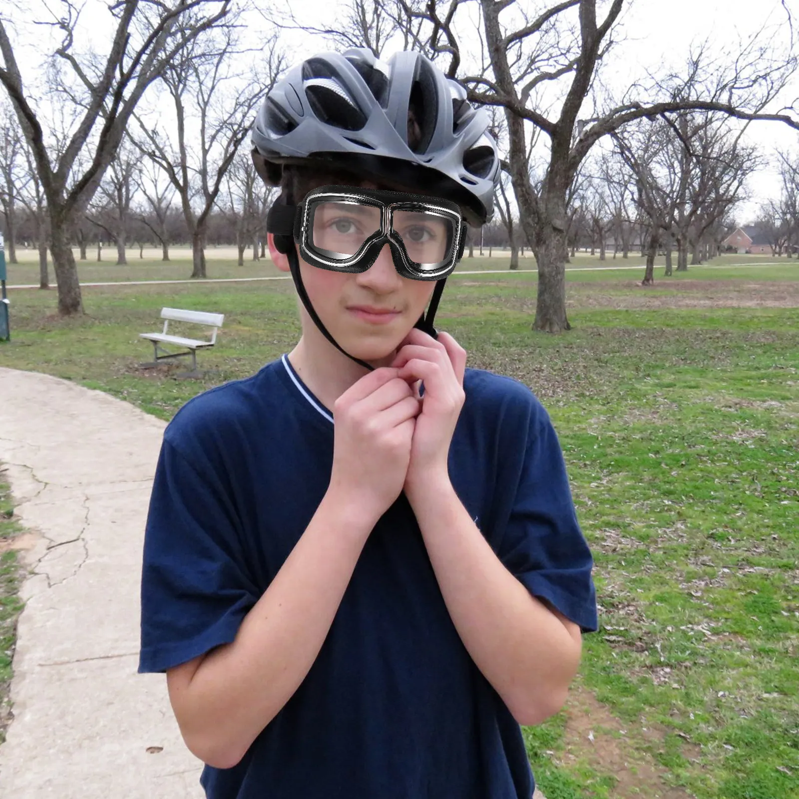 

1 шт. защитные очки для мотоцикла, ветрозащитные очки для езды, регулируемый ремешок, ударопрочная конструкция, мягкая губчатая подкладка для езды на велосипеде