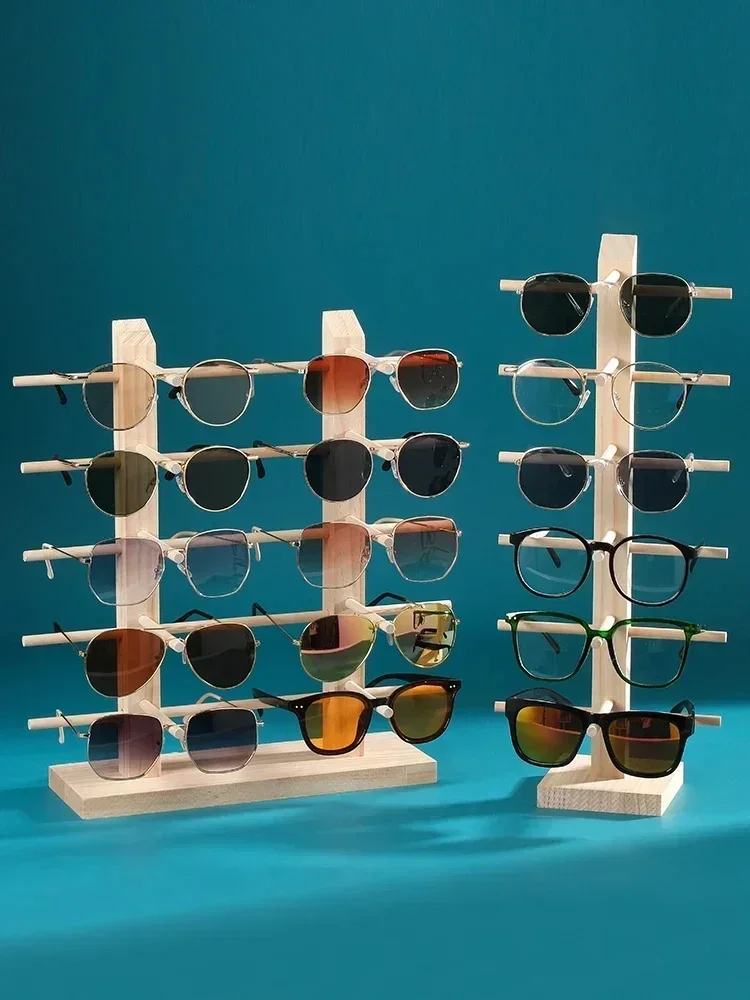 Multi Layers Wood Sunglass Display Racks Shelf Eyeglasses Show Stand Jewelry Holder for Multi Pairs Glasses Showcase Women