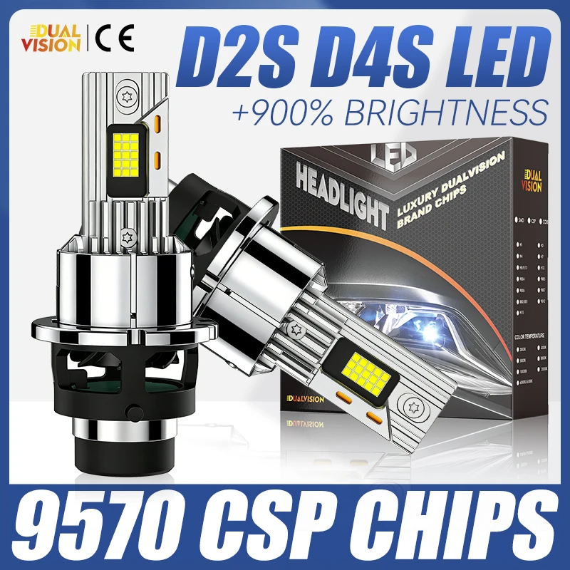 

D SERIES D2S D4S LED Headlight Bulbs Canbus HID D2R D4R Auto Fan Bulbs 9570 CSP Upgraded Xenon Car Lamps 6000K Plug&Play 12V 24V