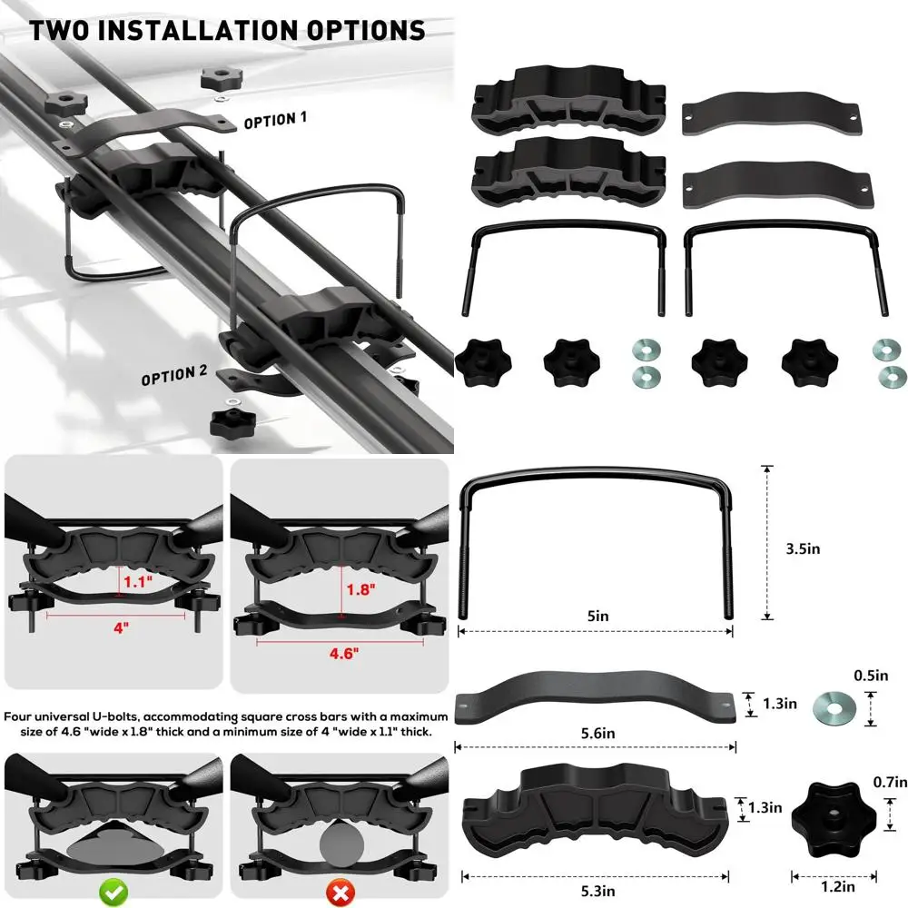 

Upgraded WILDROAD Roof Rack U-Bolts, 2-Pack Cargo Rack Mounting Hardware Kit for Roof Racks and Platforms