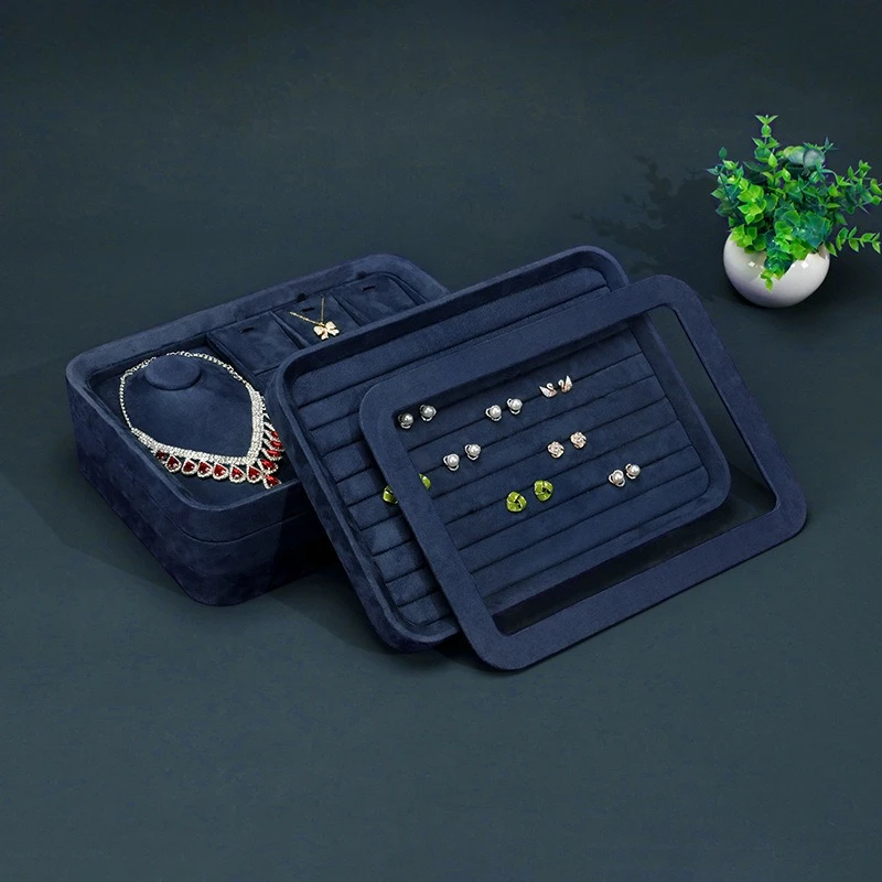 

Jewelry display tray with cover, necklace, ring, earrings, jewelry display tray, storage and viewing tray