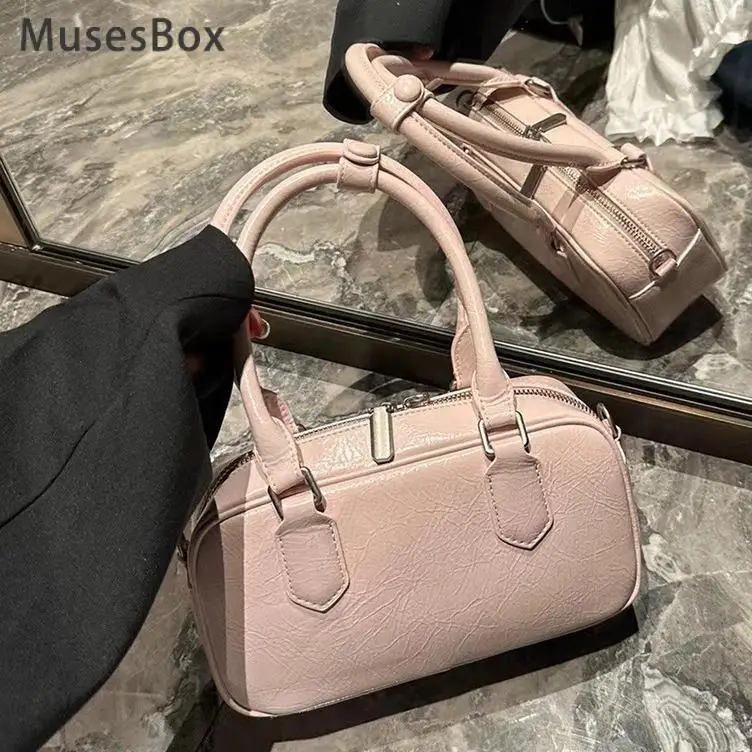 

Fashion luxury cowhide bolter bag high -level sensation Boston bag Tongqi cross -body pillow bags