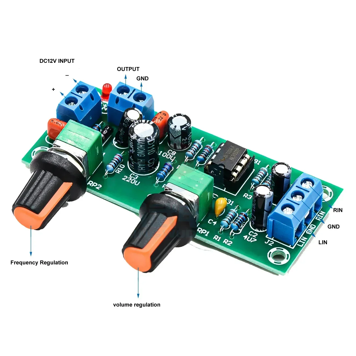 DLHiFi Single Power 10-24V NE5532 Overweight Subwoofer Front Stage Plate Low Pass Filter Front Stage Tone Front Finished Board