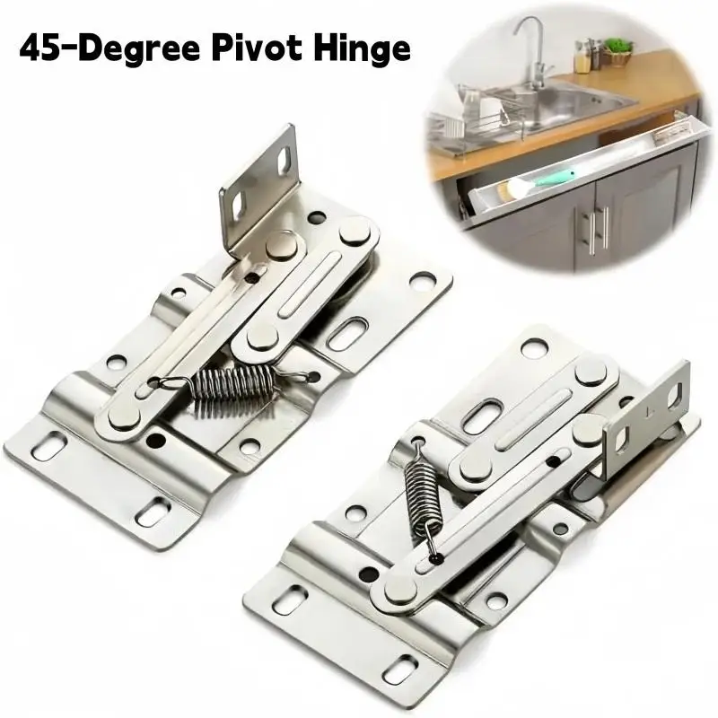 2pcs Self Closing 45 Degree Pivot Hinge for Kitchen Cabinet Tip Out Trays Space Saving Hardware for Home Cupboard Drawer