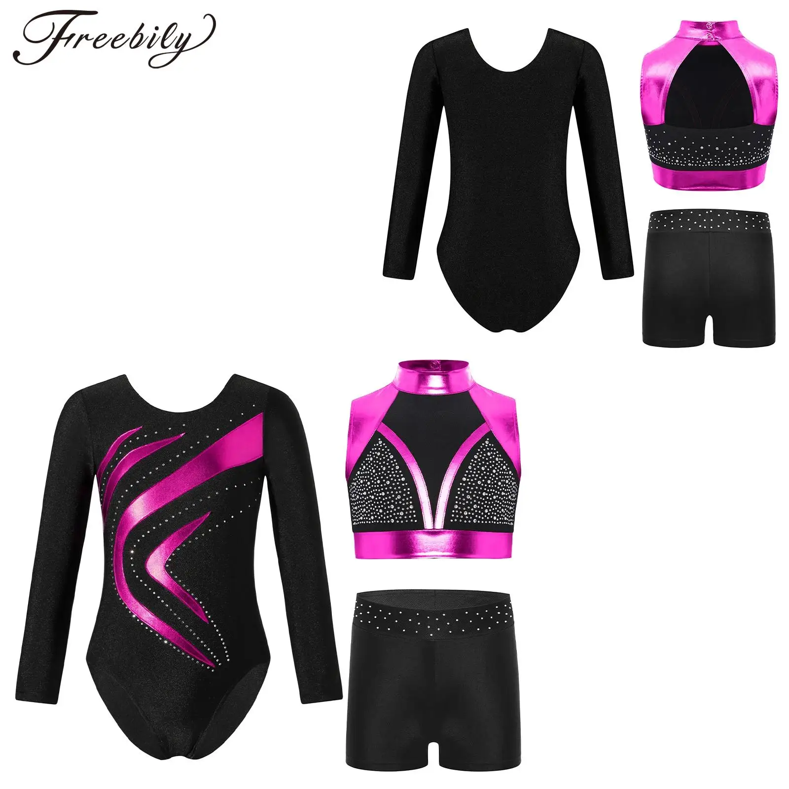

Kids Ballet Tutu Rhythmic Gymnastics Leotard + Shorts Dancewear Sets for Girls Skating Jumpsuit Children Acrobatics Leotard