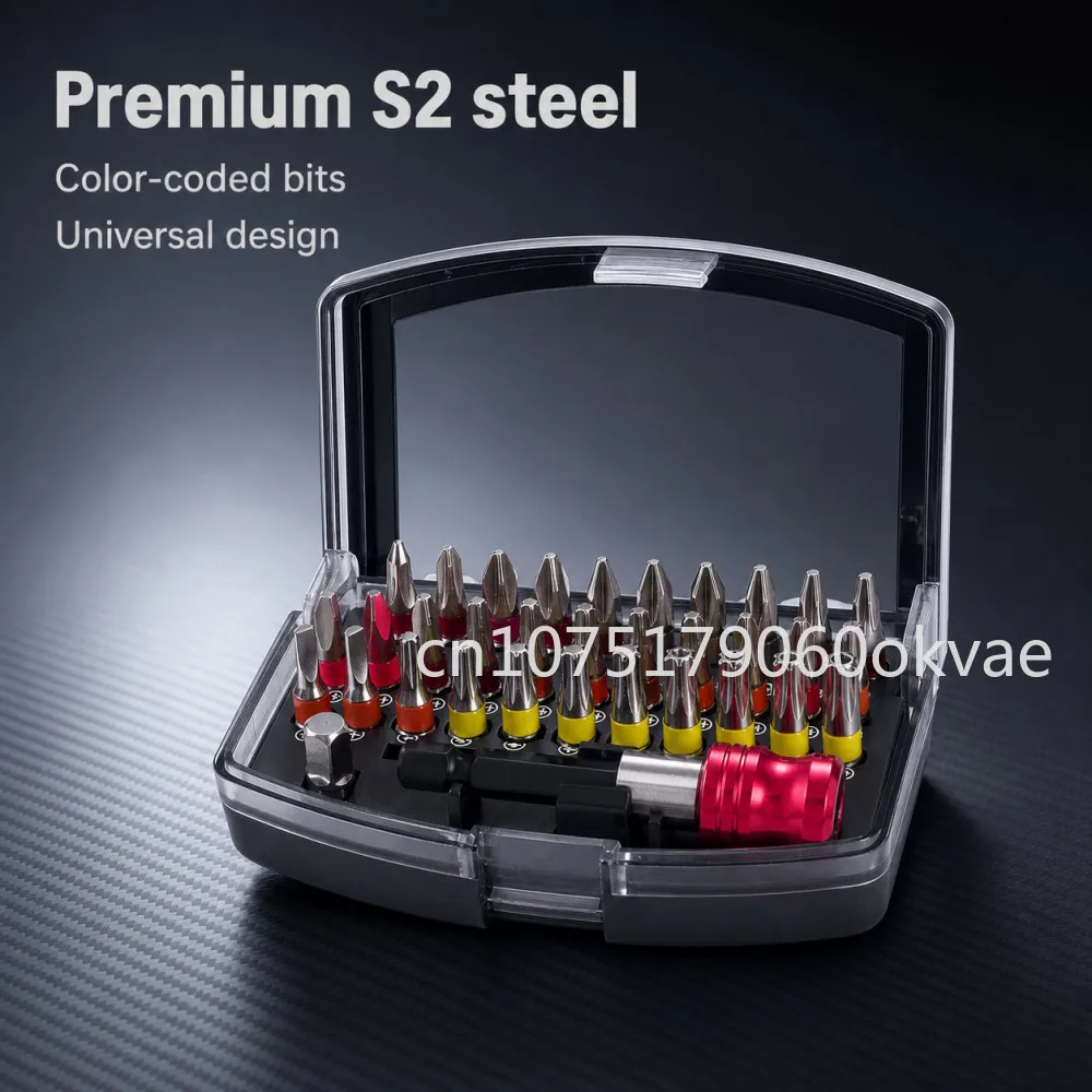 S2 Stahl 32-in-1 Schraubendreher-Bit-Set Tragbares Gürtelclip-Etui Professionelle Schlagschrauber-Bits für Heimreparaturen