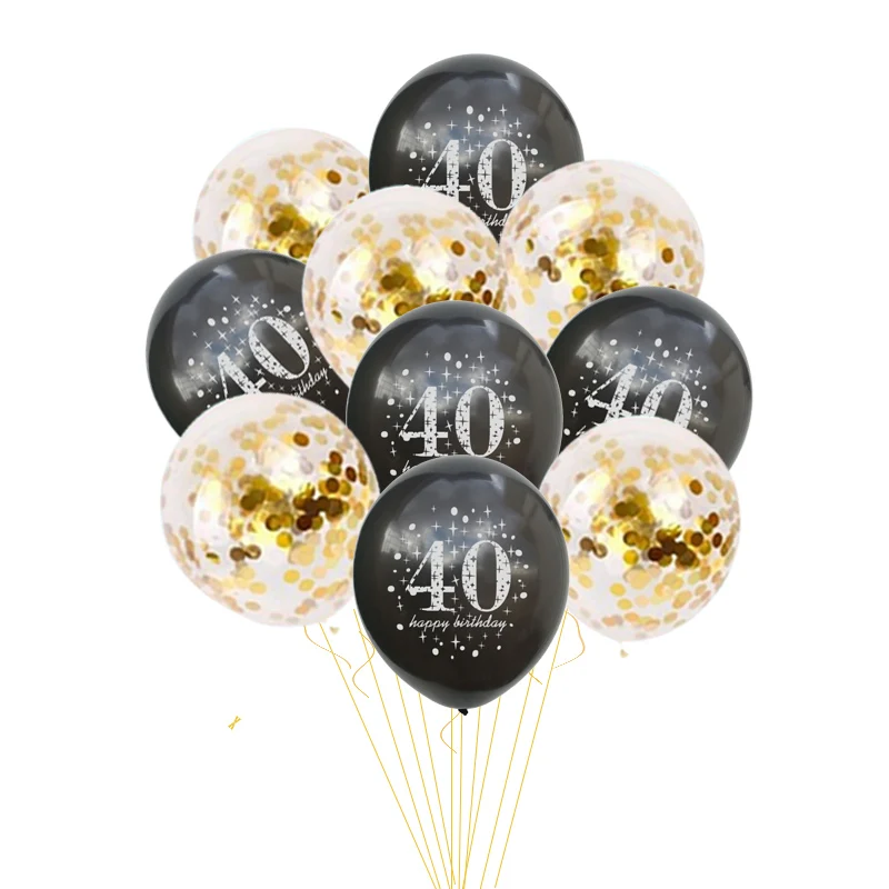 Latex Verjaardag Ballon 12 inch Confetti Ballonnen 30 40 50 60 Jaar Oud Verjaardagsfeestje Volwassen Verjaardag decor Folie Helium Ballon