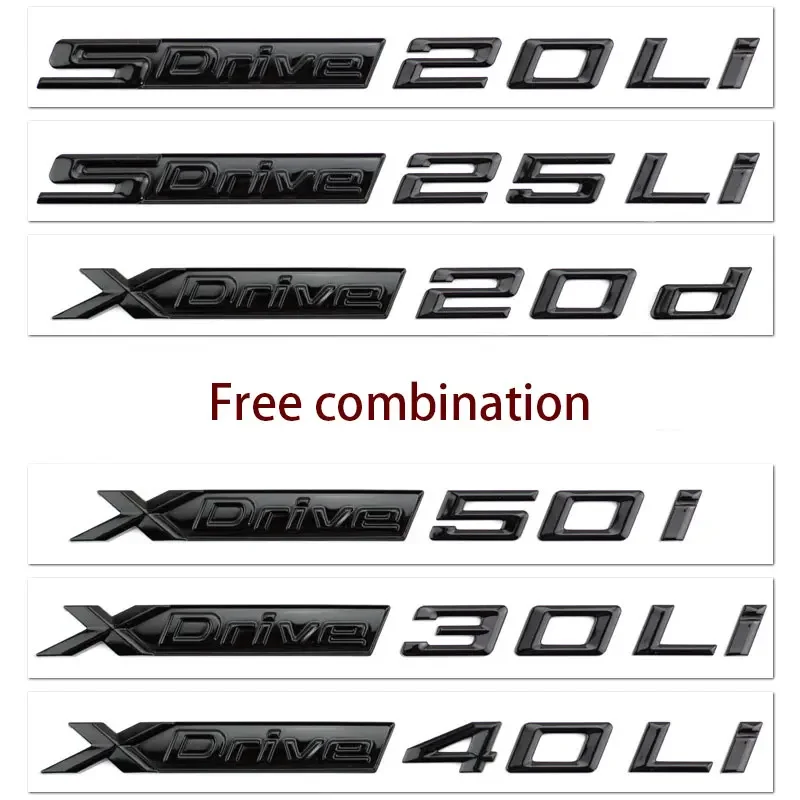 X DRIVE S DRIVE Trunk Labels Car Logo Stickers for BMW X1 X5 X3 X7 XDrive20i 30i 35i 40d 28i SDrive 18i 30i Displacement Decals