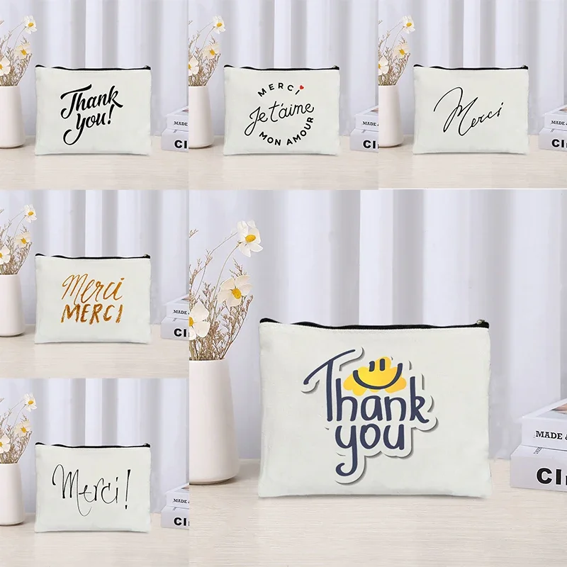 Bolsa de maquillaje de regalo de agradecimiento, accesorios de viaje para mujer, organizador de cosméticos, bolsa de almacenamiento de Perfume, estuche de maquillaje de lona ecológico, monedero