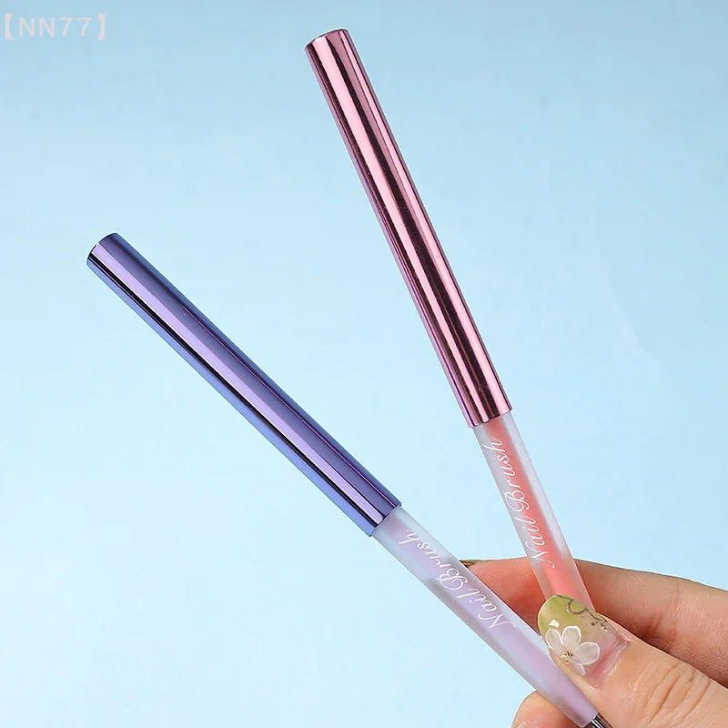 مزدوج الرأس كريستال أكريليك مقبض فرشاة الأظافر بطانة فرشاة اللوحة القلم هلام فرشاة كريستال مسمار الفن مانيكير