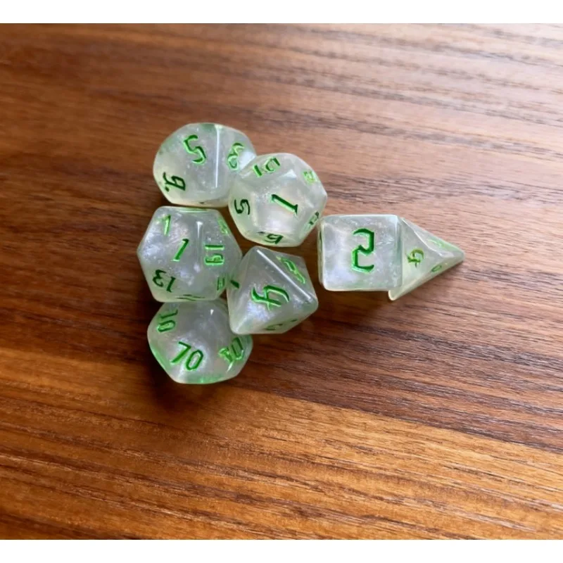 

7 Piece White Gradient Polyhedral Dice Set with New Font for Tabletop RPG and Board Games for Two or More Friends Team Games