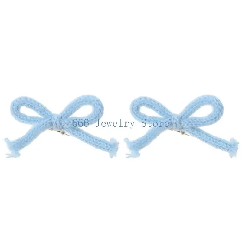 F2TD 2Pcs Bowknot Hairslide Versatile Hair Clip Sweet Bow Pendant Hairclip Colorful Hairpin Stylish Headwear Decoration