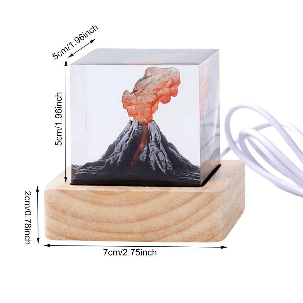 Realistic Volcanic Eruption Night Light USB Volcanic Eruption Model Atmosphere Lamp 3D Mini Lava Lamp for Home Living Room Decor