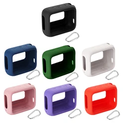 Speaker Silicone Case Anti Scratch Protective Cover with Carabiner Soft Skin Sleeve Shockproof for JBL GO 4 Portable BT Speaker