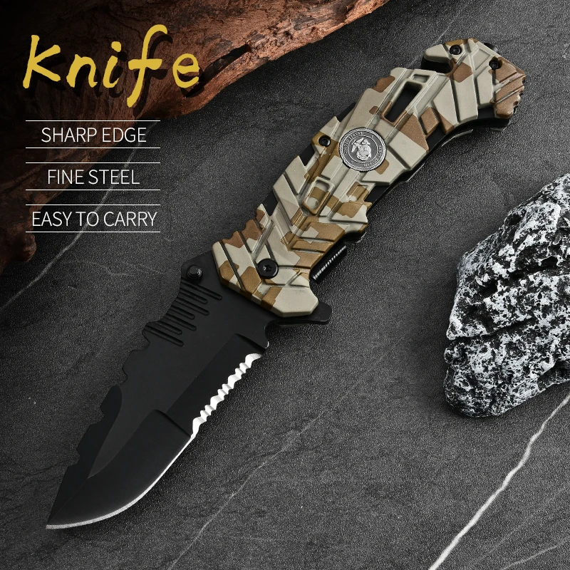 Outdoor Foldableing Knife with Complex Camouflage Foldableing Knife, Camping Fishing Foldableing Knife, High Hardness Foldableing Knife, Portable Foldableing Knife