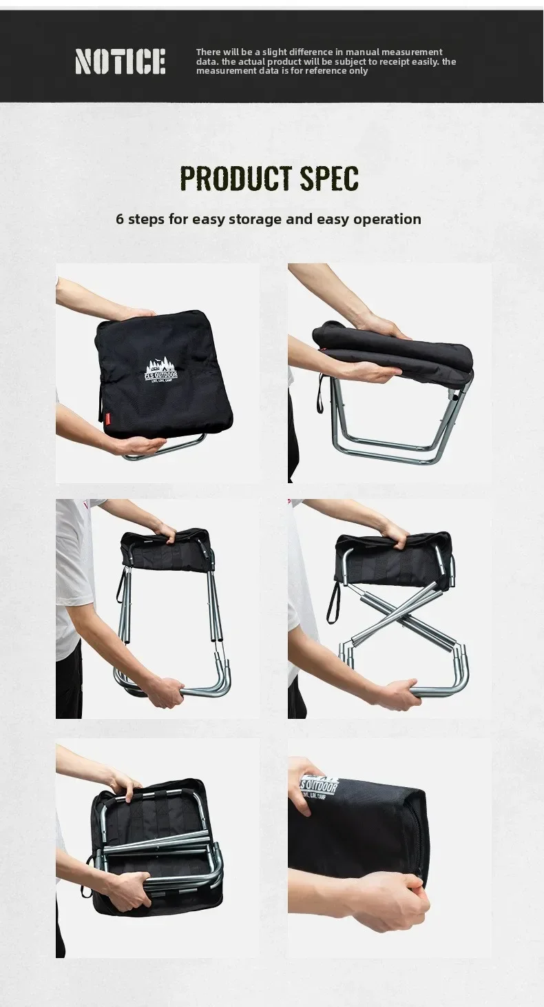 CLS&NOBANA Camping-Handtaschenstuhl, tragbarer, leichter Outdoor-Aluminium-Mattza-Stuhl, hochbelastbarer Reise-, Strand- und Angelstuhl – Detail 13