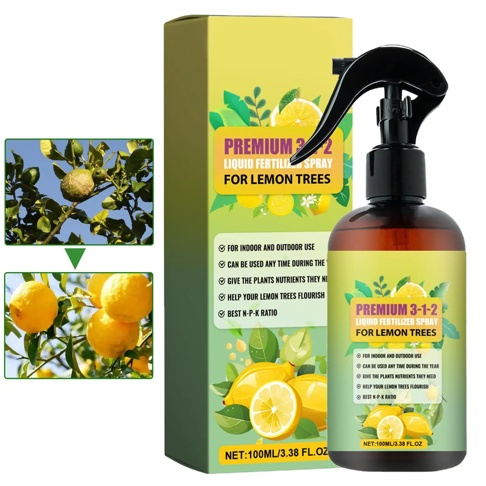 100ml Plant Fertilizer Liquid Root Growth Spray For Lemon Tree Concentrated Booster Fertilizer Mist For All Citrus Lemon Trees