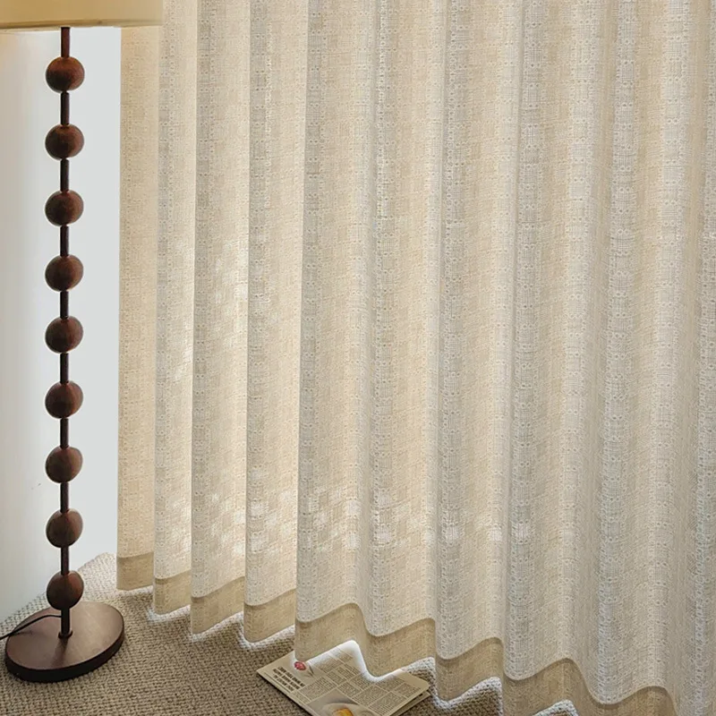 Linen Gauze Curtains for Living Room Lazy Style Weaving Texture Japanese Style and Cloth Gauze  Balcony Study Gauze Curtain