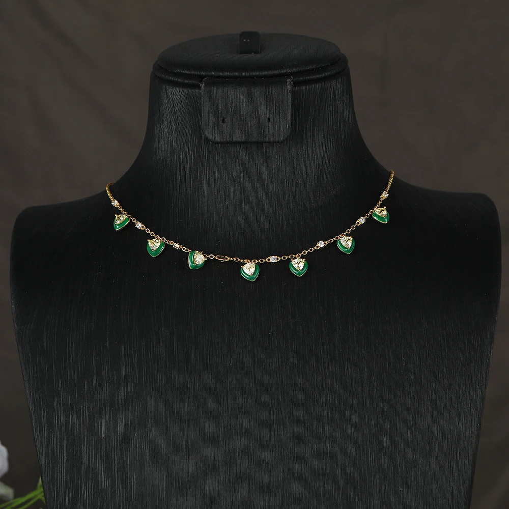 Gargantilla de circonia cúbica con triángulo geométrico para mujer, diseño de lujo, joyería de Dubái, regalos N194