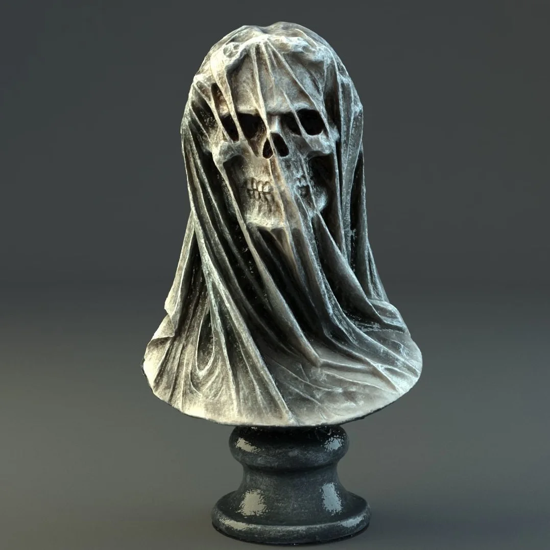 [Funny] Veil Reaper Death Resin skull Statue model Action Figure toys Halloween Home decorations Ornaments kids birthday gift