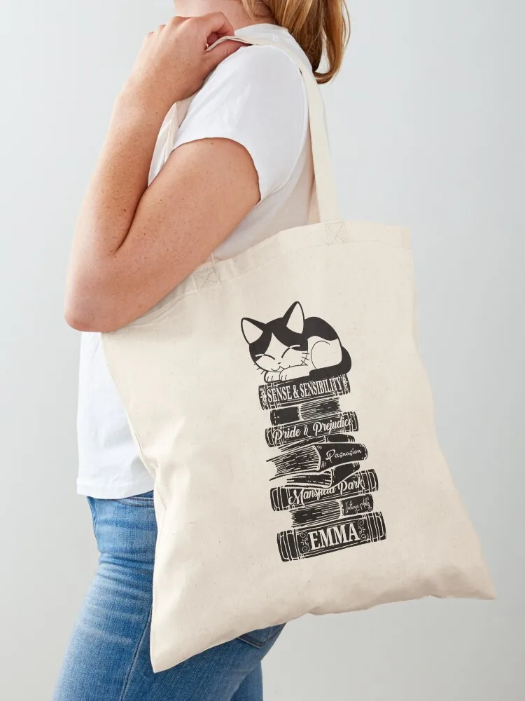 Jane Austen Cat Kitten Book Club Mr. Darcy Fans Literary Quotes Gifts Tote Bag shoping bag Women's tote bag Canvas Tote