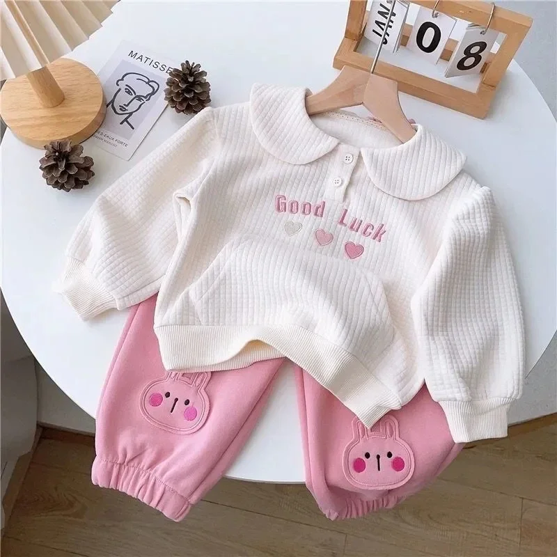 

Spring and Autumn Baby Girls' Clothing Set 2026 New Children's Sweater Guard Pants Two Piece Set Kids Outfits