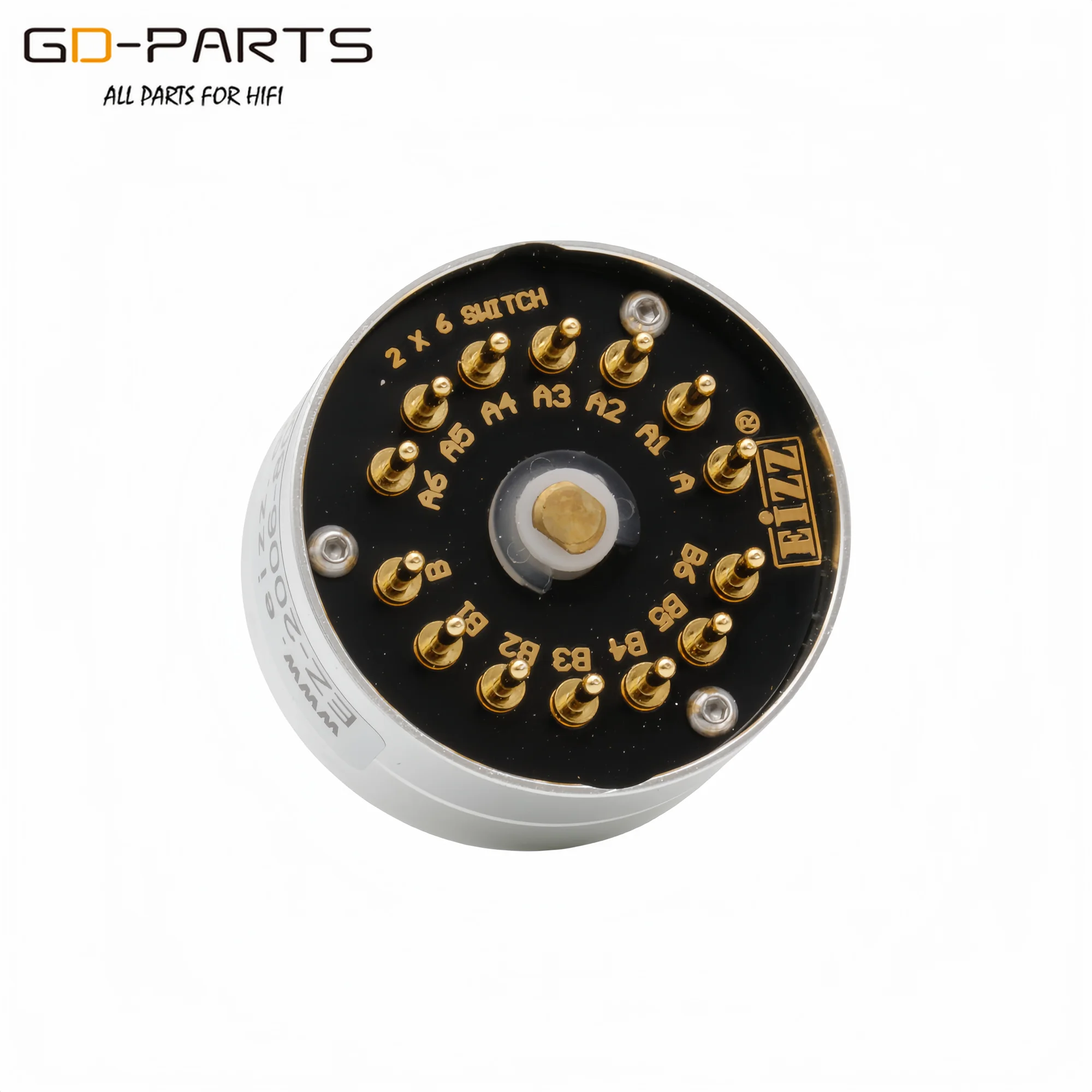 Eiz interruptor rotativo de 6 maneiras, 2 posições, seletor de fonte de sinal de áudio hifi, 6 entradas, 1 saída, pinos de cobre banhados a ouro, áudio hifi diy