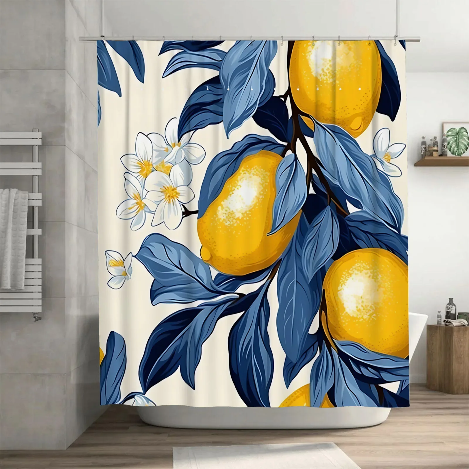 

Vibrant Lemon Blossom Shower Curtain Water Resistant Heat Resistant Machine Washable Non Transparent