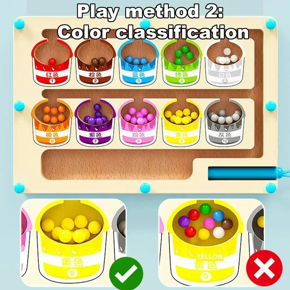 Houten magneetpuzzels Educatief speelgoed Vroeg onderwijs Puzzelbord Magnetisch doolhofbord Kleursorteerspel Telspeelgoed