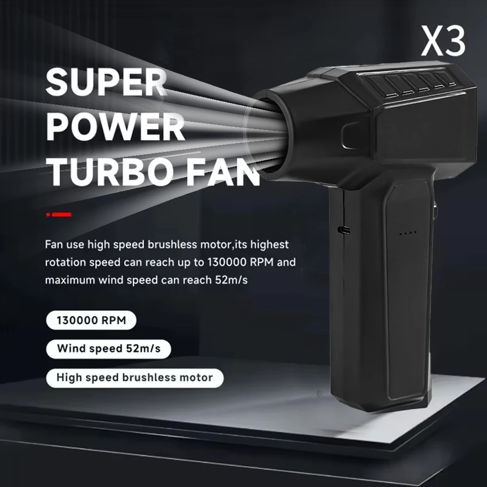 130000PM Blower Brushless Turbojet Fan Handheld Mini Dust Collector High Speed Dust Gun Cleaning Violent Fan Home Power Tool New