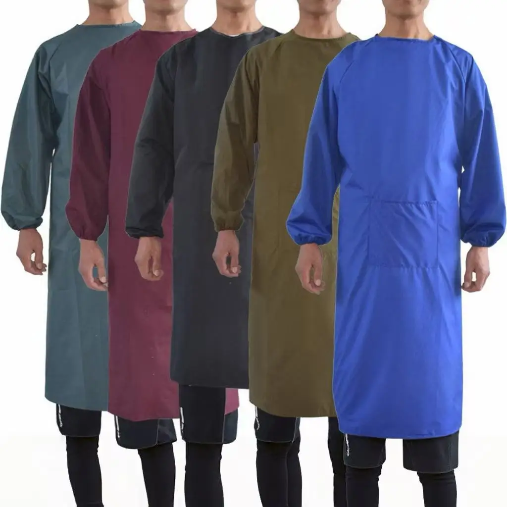 Long-sleeved Apron Waterproof Oil-proof Coverall for Adults Men's Large Size Kitchen Reversible Clothing Upside-down Coverall