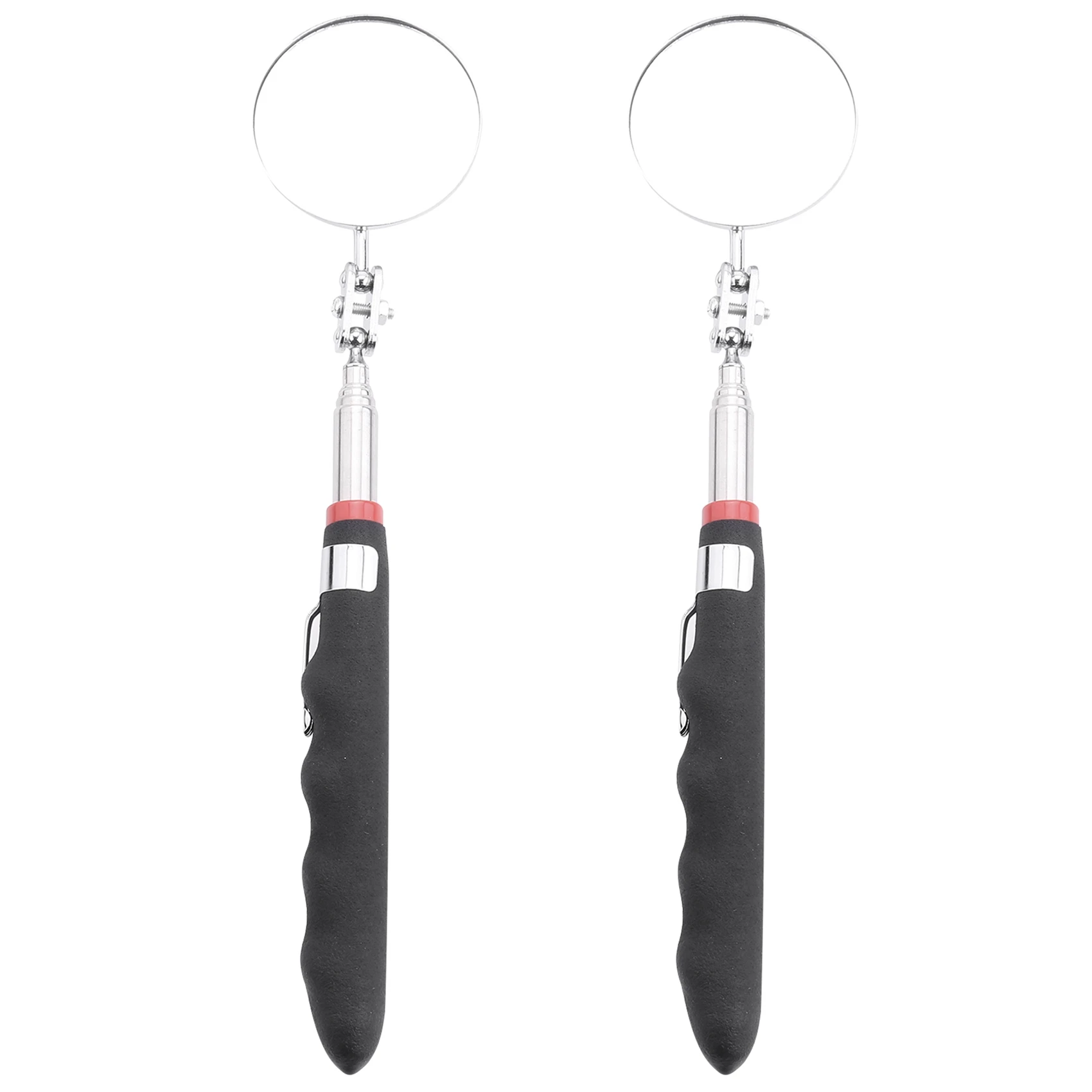 2-Pack Round 2-Inch Telescoping Inspection Mirror,Extends Up To 24.5 Inches,Black