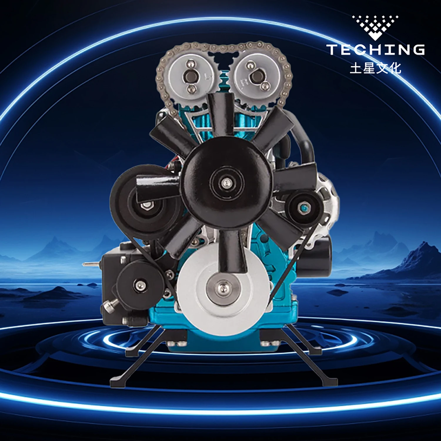 

TECHING Gift DM111 Scale Metal 4Cylinder Turbocharged Engine Model Building Kit Machinery Assembly Toys for Collecting