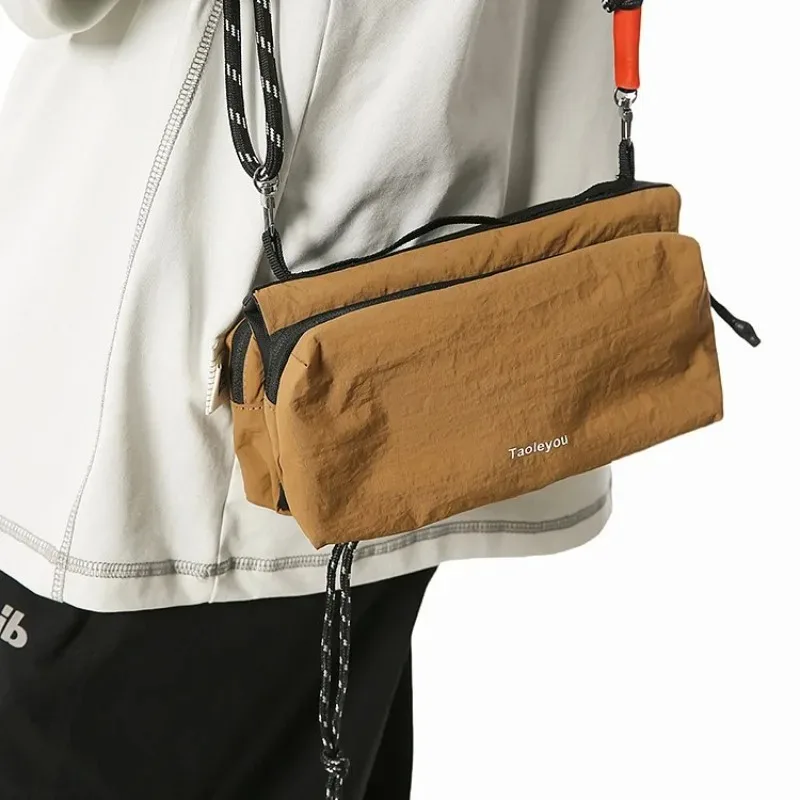 Ultra Lightweight Crossbody Bag Men Fashion Drawstring Men's Crossbody Bags Double Layer Outdoor Hiking Water Bottle Bag Handbag