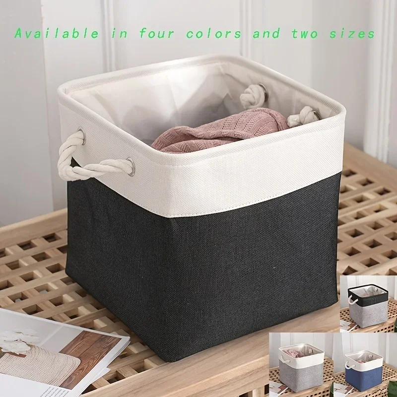 Linen Splice Foldable Storage Box Home Bedroom Living Room Toy Storage Basket Daily Necessities Organizer  Laundry Baskets