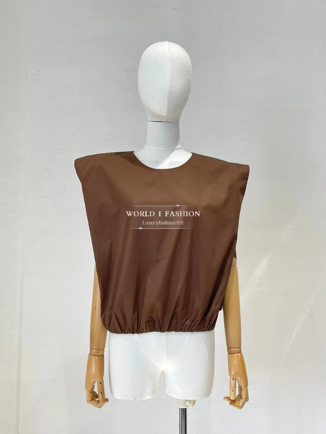 2025 Nuevas y hermosas blusas sin mangas de color café/blanco