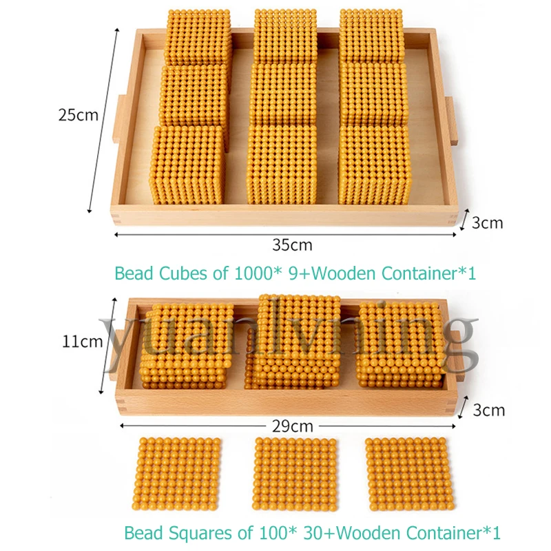 Giocattoli aritmetici per bambini Montessori Perline dorate Gioco di banca Materiali matematici Sussidio didattico decimale Giocattoli matematici