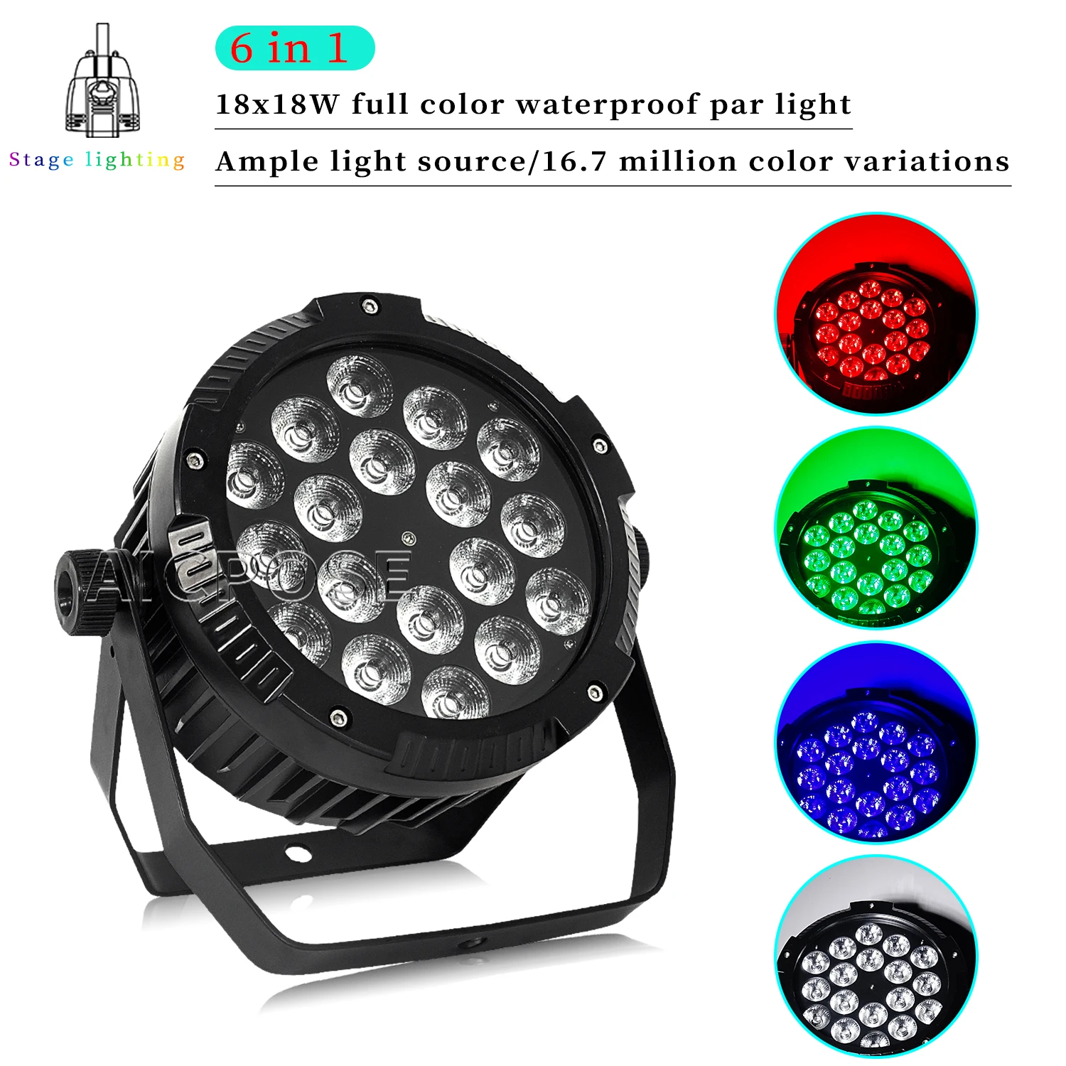 18x18W RGBWA UV 6IN1IP65 Waterproof LED Par Light  18X12W RGBW 4in1 Outdoor Spotlight DMX Control Stage DJ Equipment Disco Light