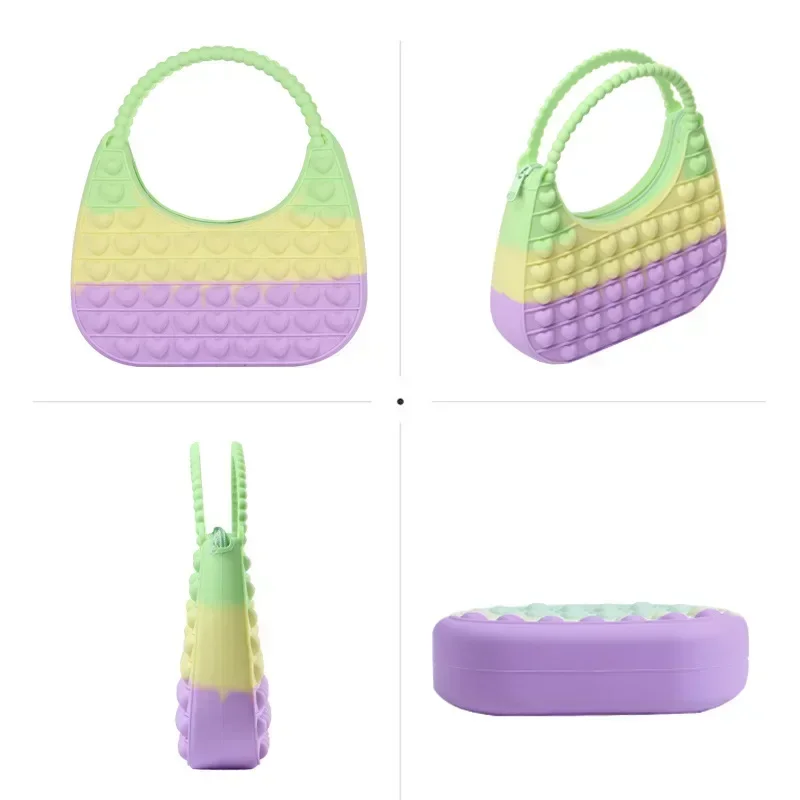 Bolso de mano de silicona para niños, bolso cruzado Diagonal de un hombro, música de burbujas de descompresión, billetera cero de silicona, bolso para niños