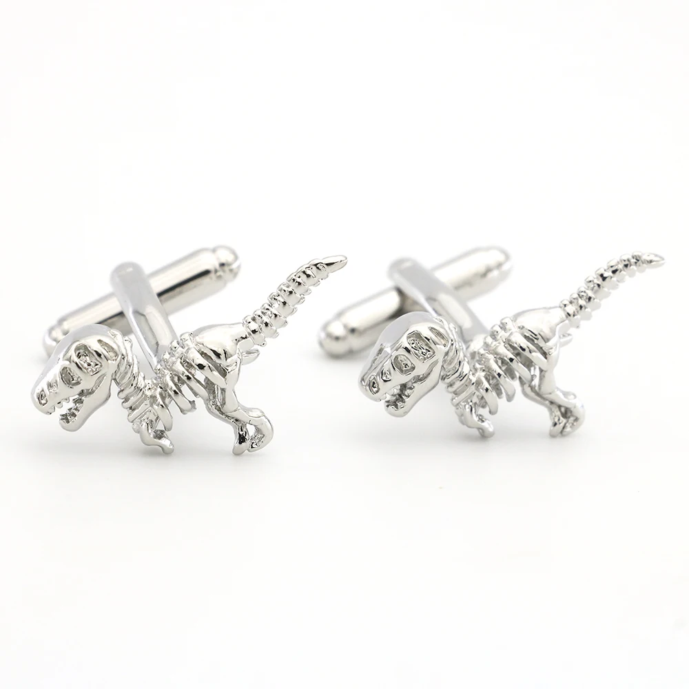 Dinosaur Cuff Links For Men Animal Design Quality Brass Material Silver Color Cufflinks Wholesale&retail