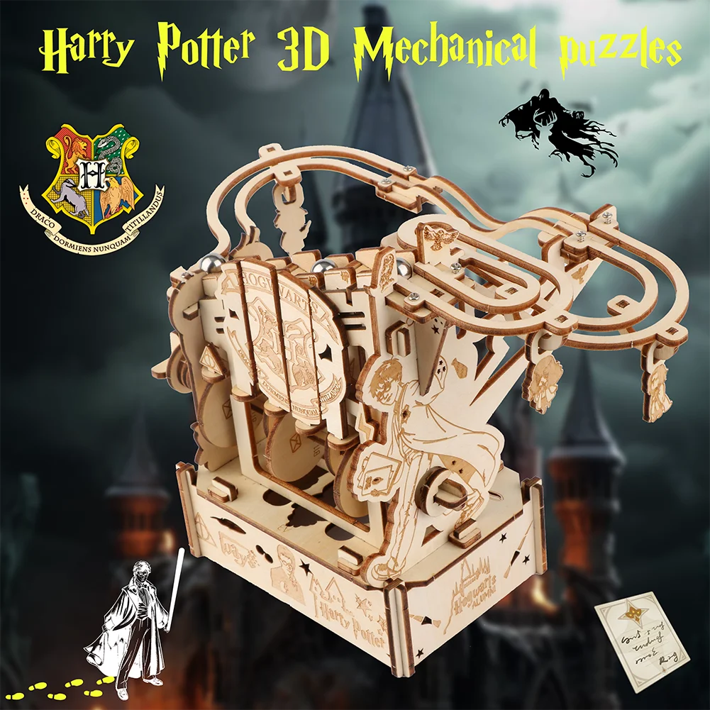 Harry Potter 3D Mechanical Wooden Puzzles Children Toy Jigsaw Building Blocks DIY Crafts Intelligence Games Assembling Hobby