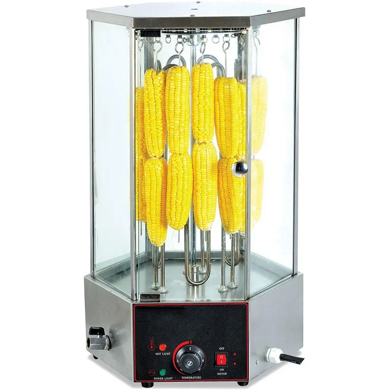 Electric Rotisserie Oven with Fully Transparent Glass Window, Electric Upright Barbecue, Commercial Barbecue, Corn Roaster