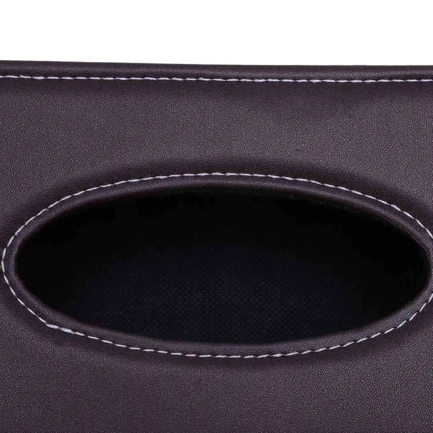 ABBY-2X Portable Leather Rectangular Tissue Cover Box Holders Case Pumping Paper Hotel Home Car Gift Brown