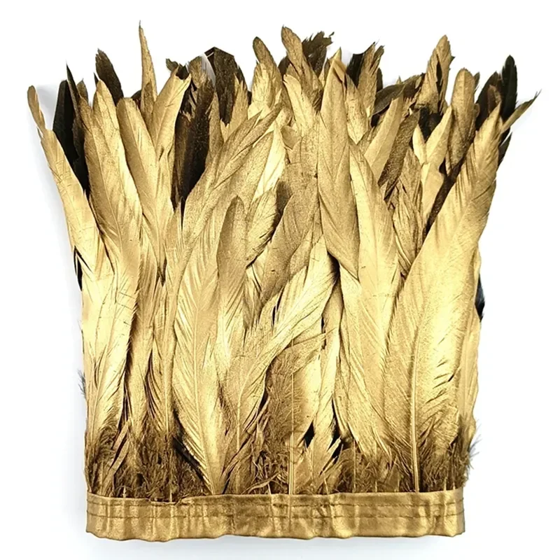 2 Meter Gold-Silber-Gänsefeder-Hahnenfeder-Quasten-Fransen-Besatz, Nähzubehör, Bänder, DIY-Dekorationen, Dekor für Kleidung – Detail 2